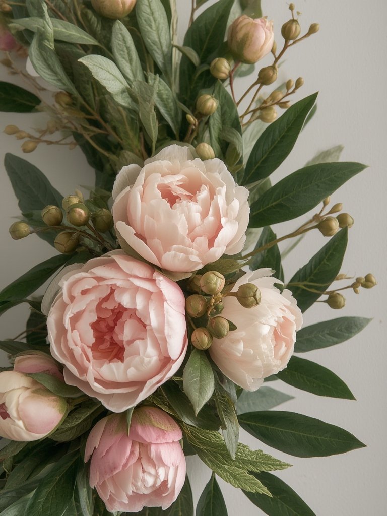 peony wreath in action